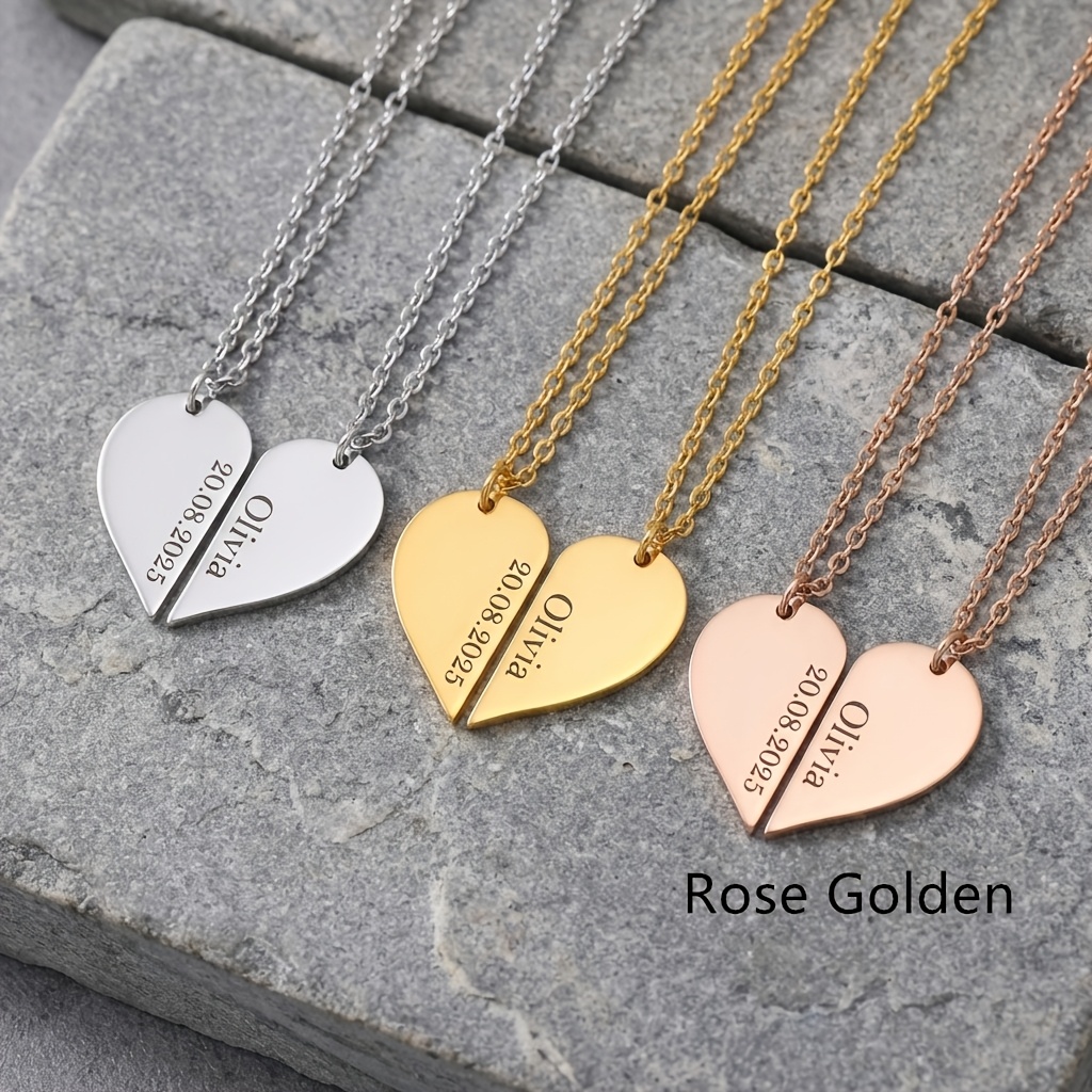 Custom Name Heart Necklace for 2, Mother's Day Gift